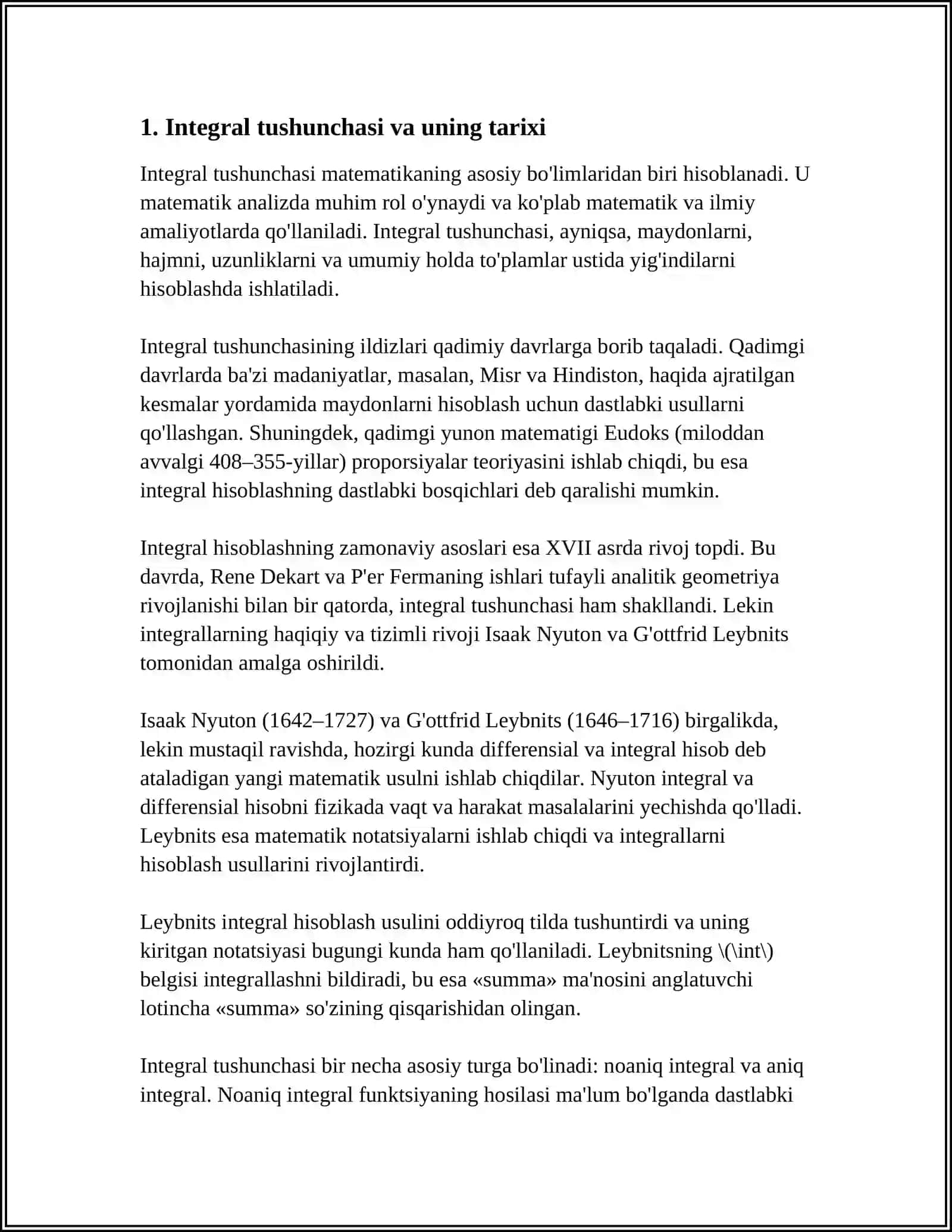 INTEGRAL MAVZUSIDA REFARAT 3