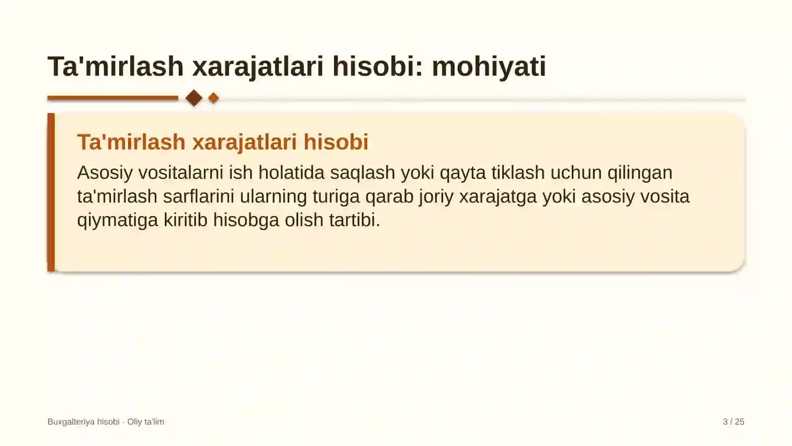 mol bozorlarida ta'mirlash xarajatlari hisobi 4766 3