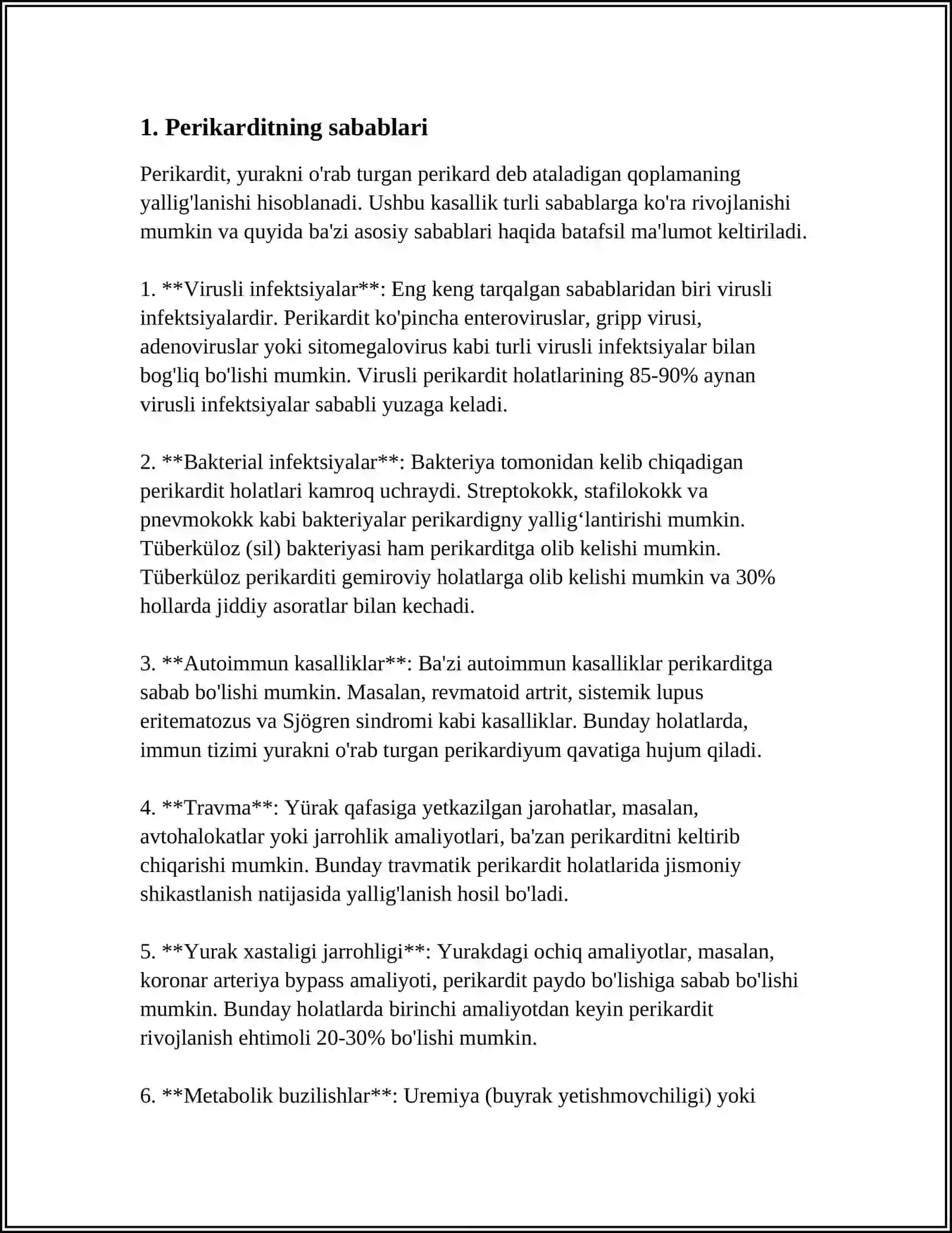 MUSTAQIL ISH Mavzu: PERIKARDIT 3