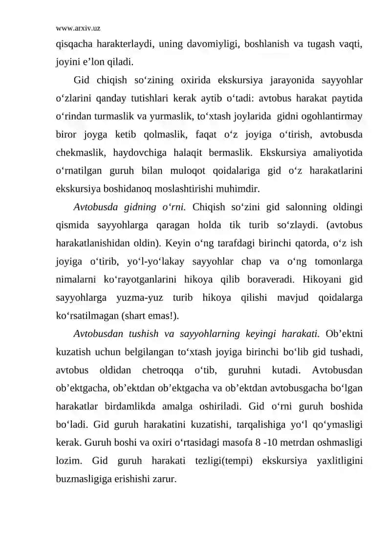 Ekskursiyani olib borish texnikasi 3