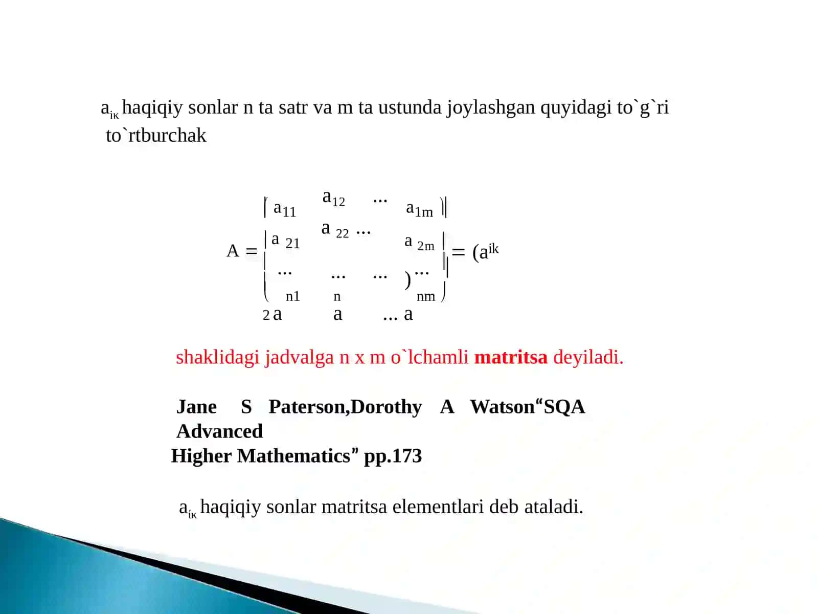 Matritsava ular ustida amallar 3