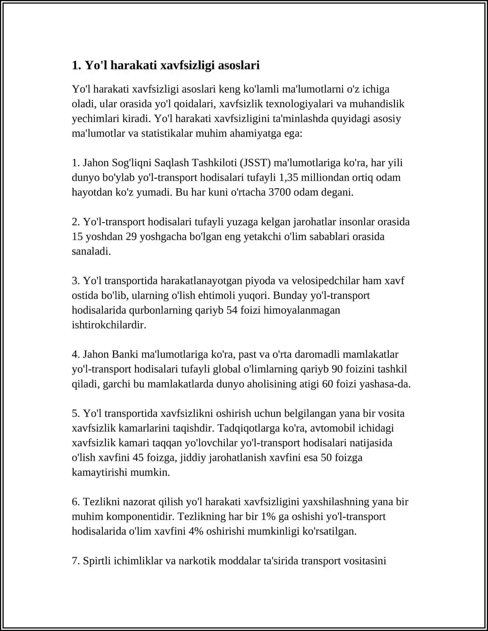AXOLINI YOLLARDAGI XAVFSIZLIK QOIDALARIGA O'RGATISH 3