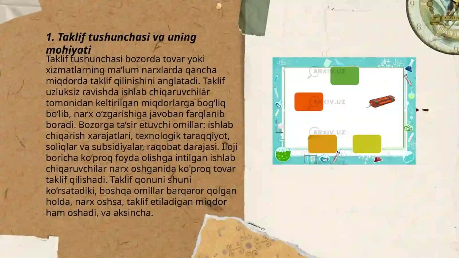 Taklif tushunchasi. Taklifning hajmiga taʼsir etuvchi omillar 3