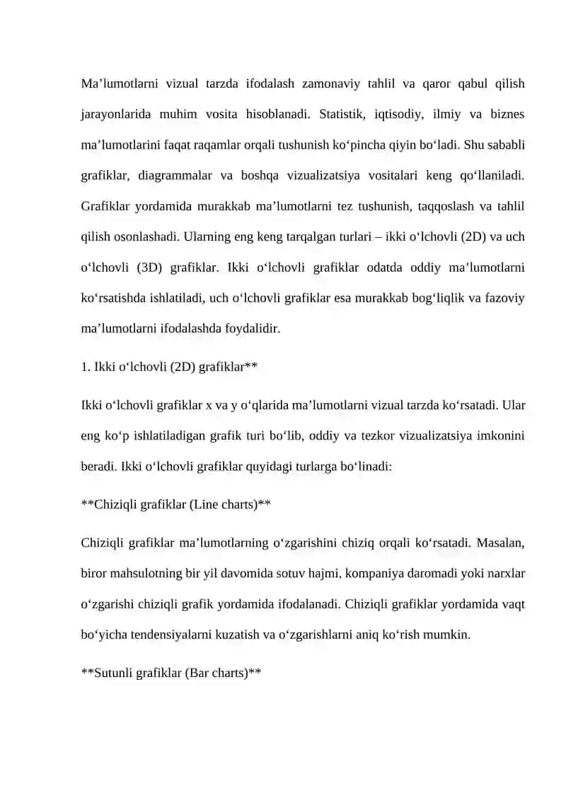 Ikki va uch o‘lchovli grafiklar chizish 3
