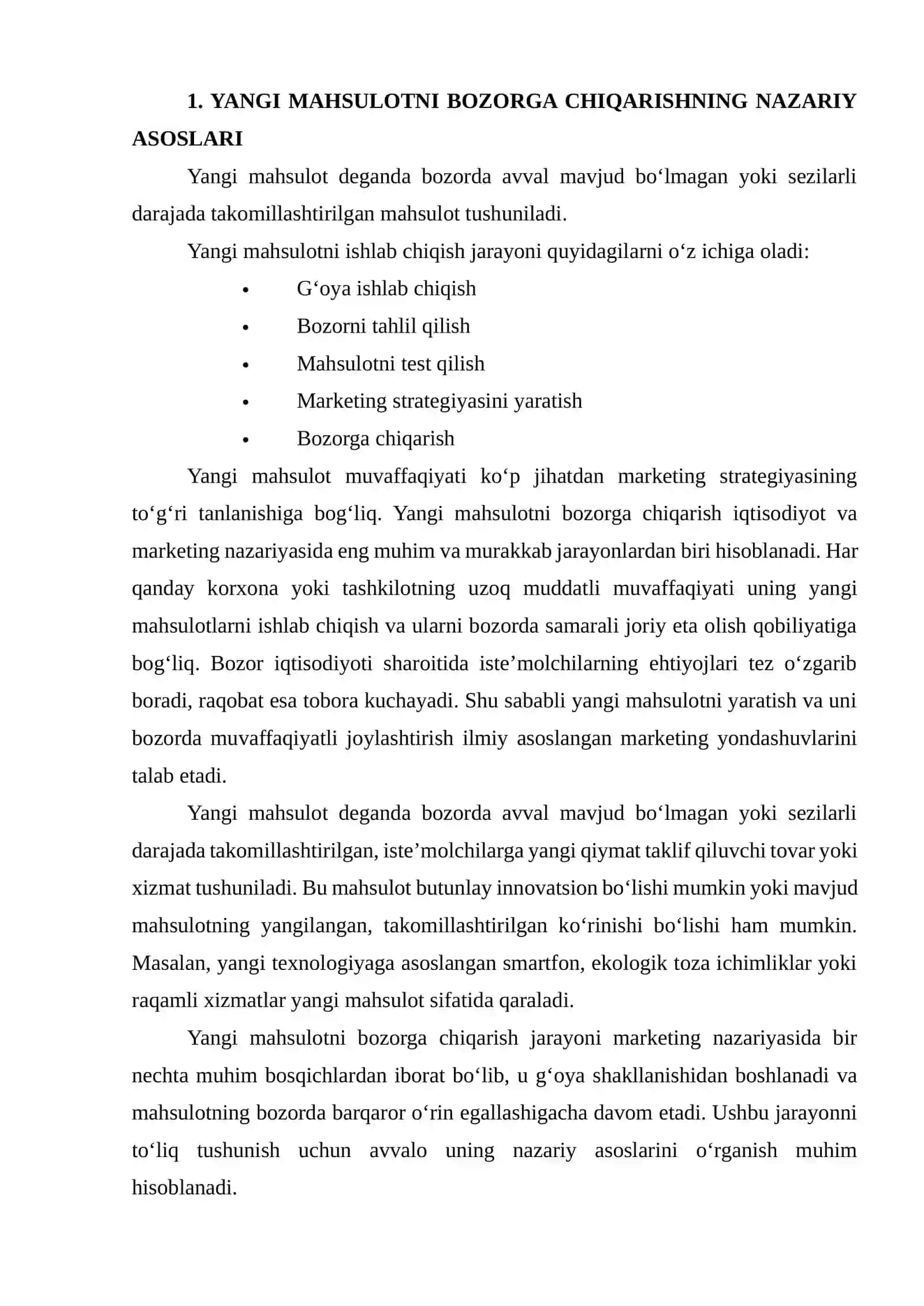 YANGI MAHSULOTNI BOZORGA CHIQARISH BO‘YICHA MARKETING REJA ISHLAB CHIQISH 3