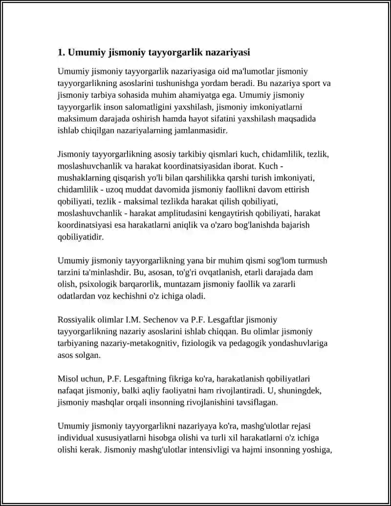 UMUMIY JISMONIY TAYORGARLIK KASBIY JISMONIY TAYORGARLIK SPORT TAYORGARLIGI 3