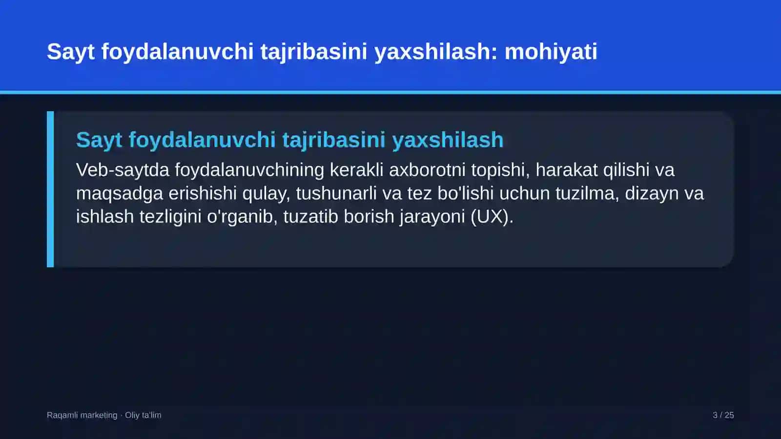 Raqamli Marketing · Oliy Ta'lim 3