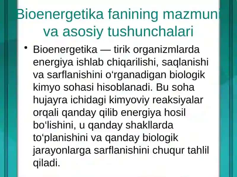 Bioenergetikaning tibbiy ahamiyati 3
