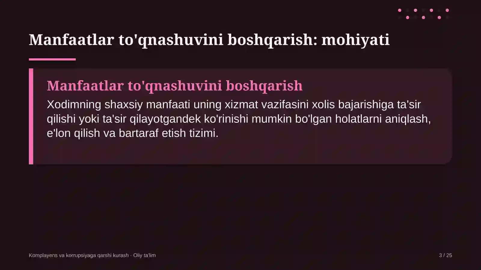 Elektron tijoratda manfaatlar to'qnashuvini boshqarish 3