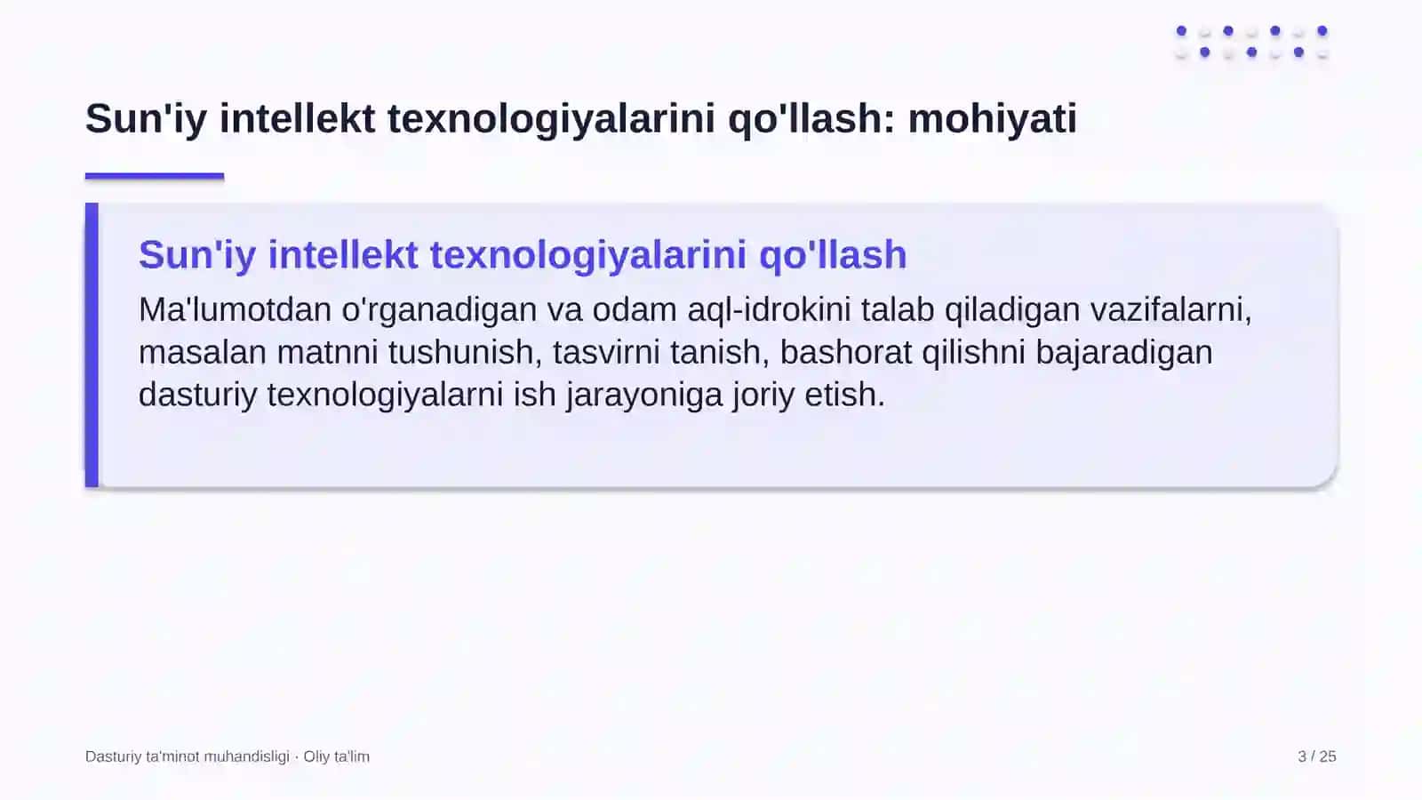 DASTURIY TA'MINOT MUHANDISLIGI · OLIY TA'LIM 3