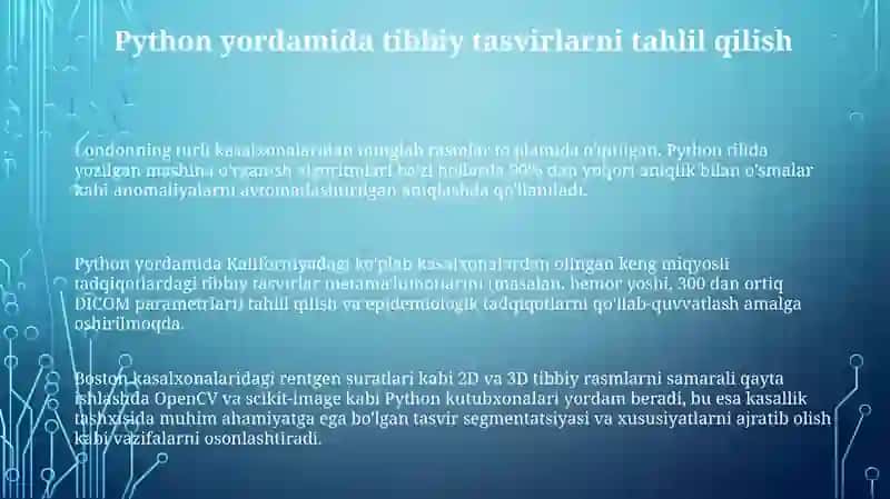 Python dasturlash tilining tibbiyotda ishlatilishi 3