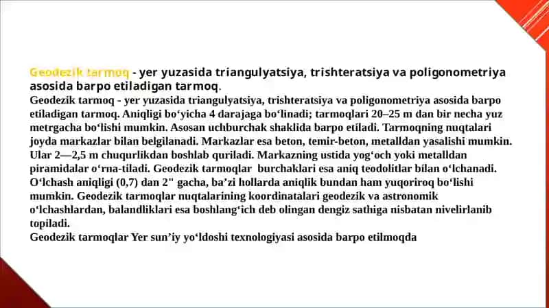 Geodezik tarmoq 3