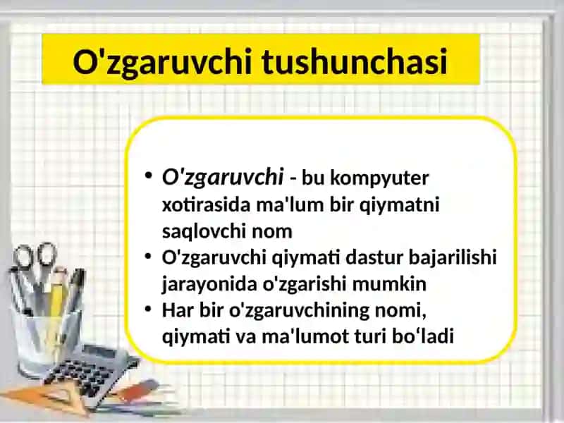 Python va C++ dasturlarida O'zgaruvchilar va ma'lumot turlari 3