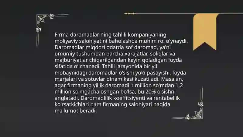 Firma daromadlarining tahlili 3