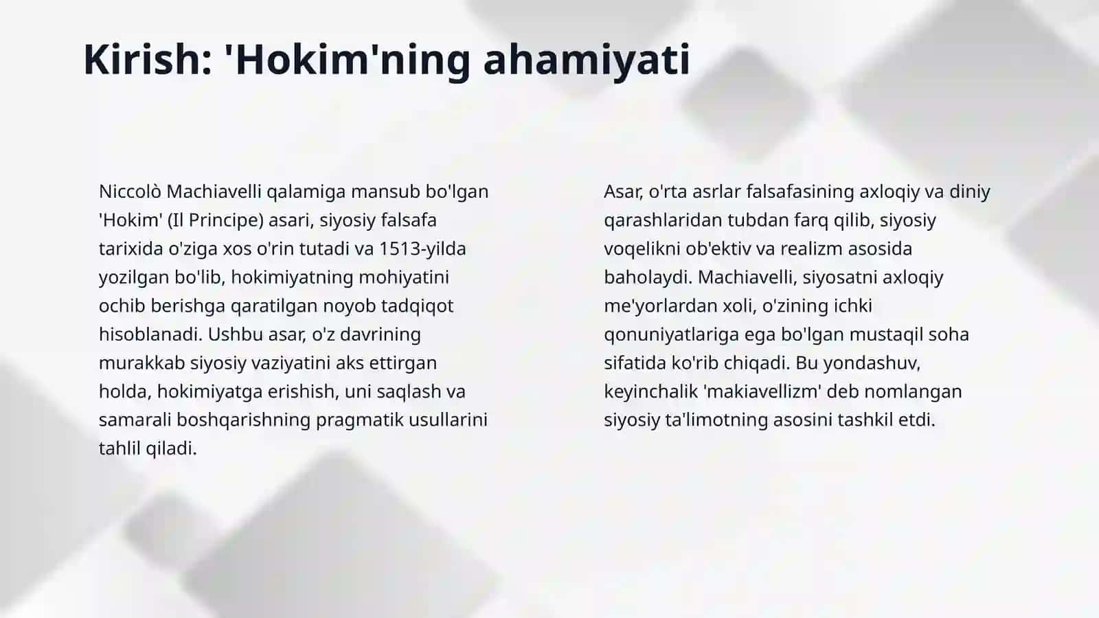 Makiavellining "Xukmdor" asari 3