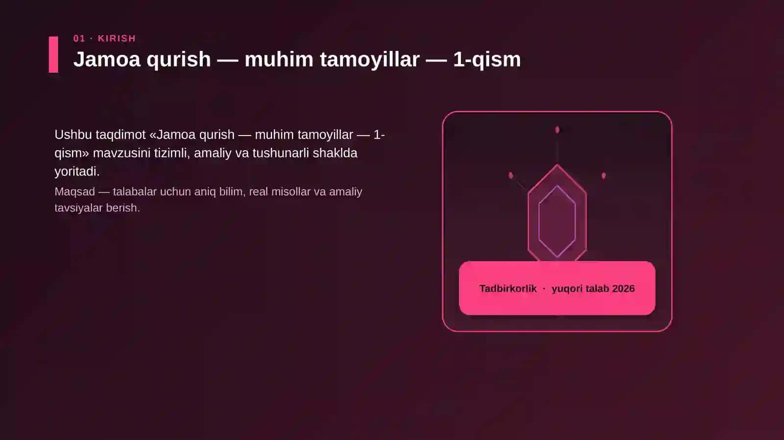 Jamoa qurish — muhim tamoyillar — 1-qism 3