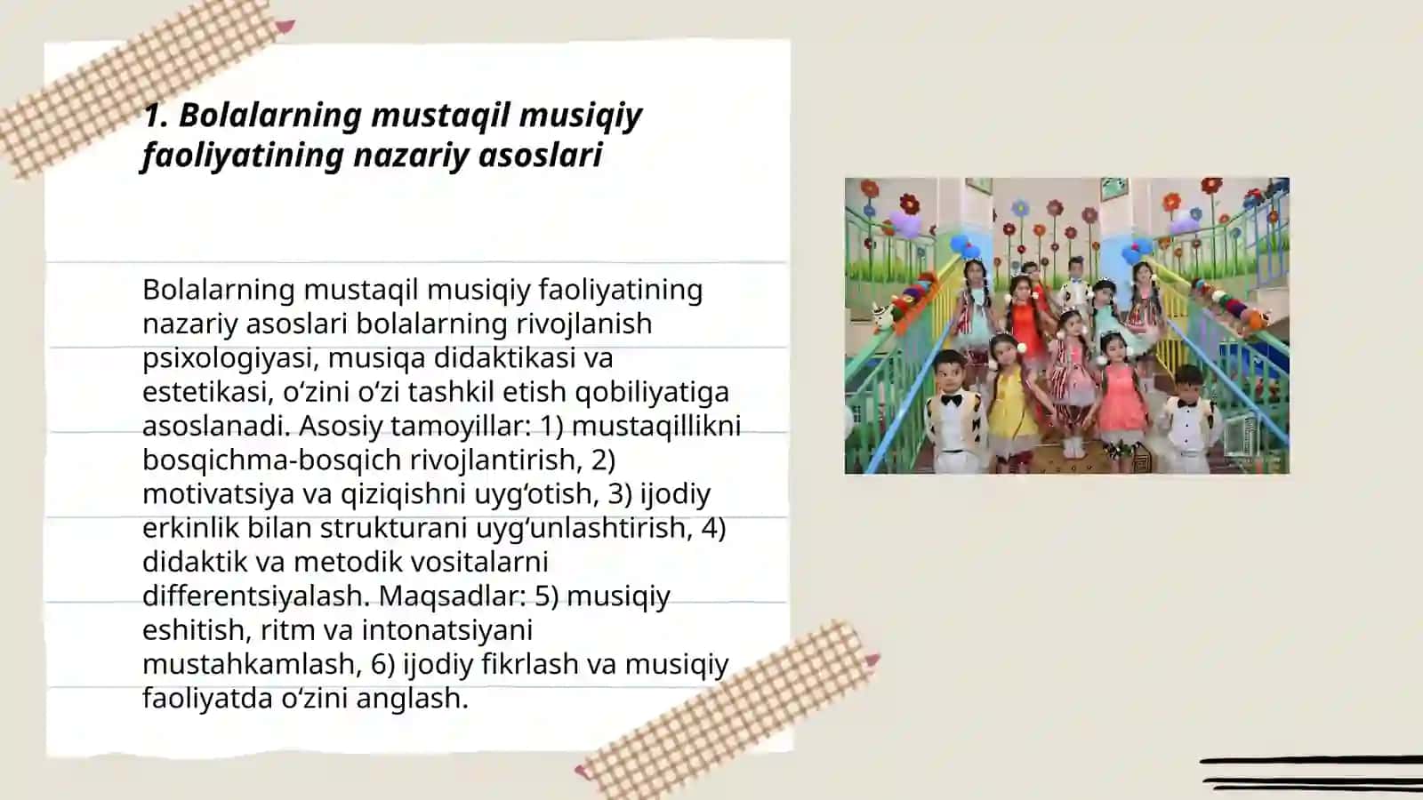 Bolalarning mustaqil musiqiy faolyati mazmuni va unga rahbarlik qilish 3