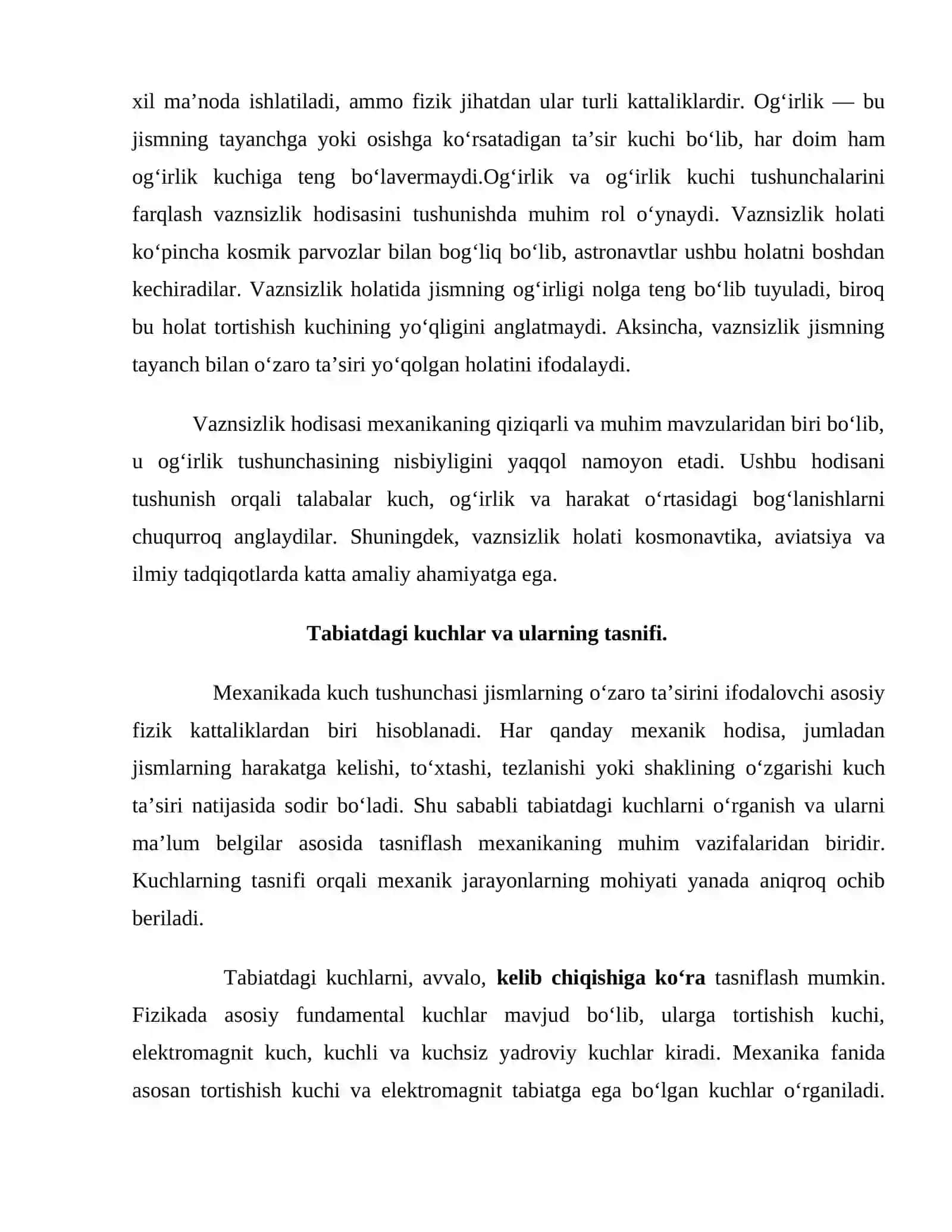 Tabiatdagi kuchlar tasnifi 3