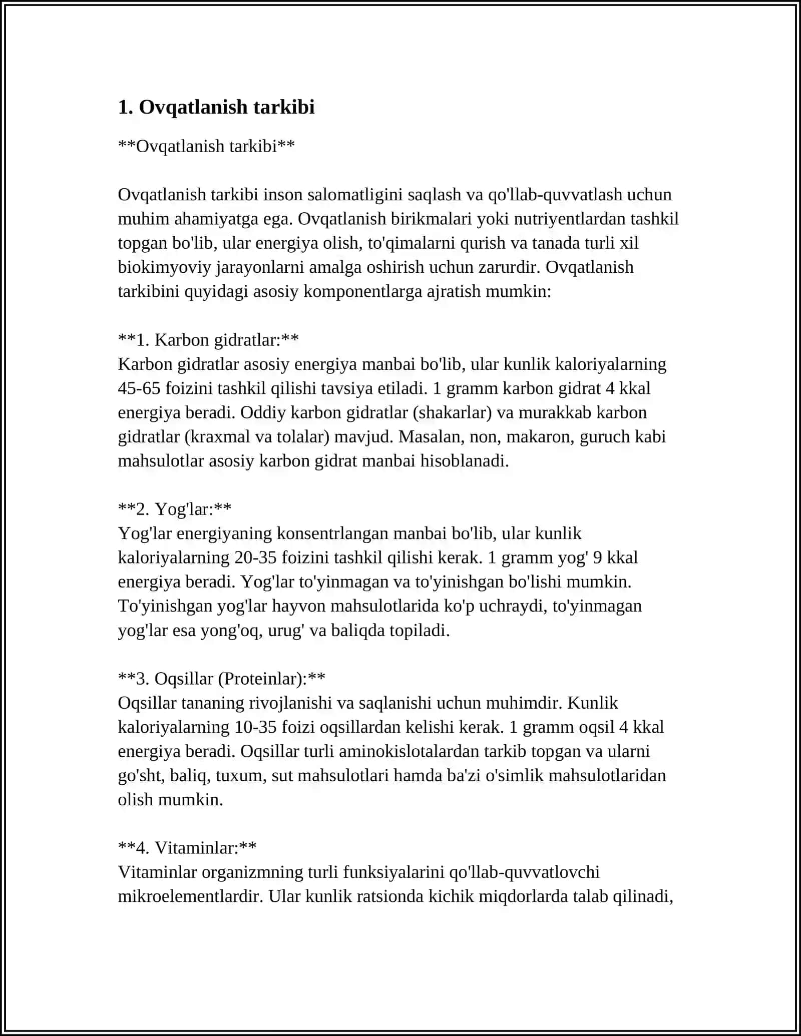 Ovqatlanish tarkibi 3