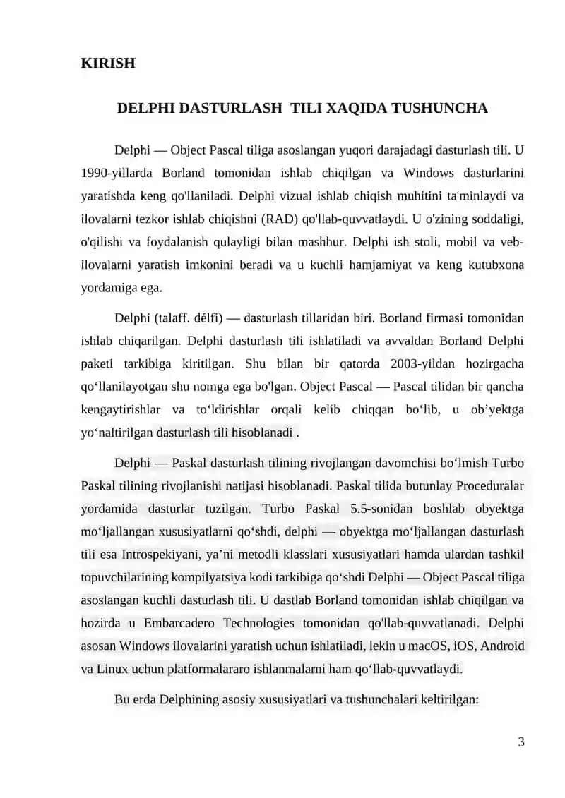 Delphi dasturlash tilida sodda masalalarni dasturlash 3