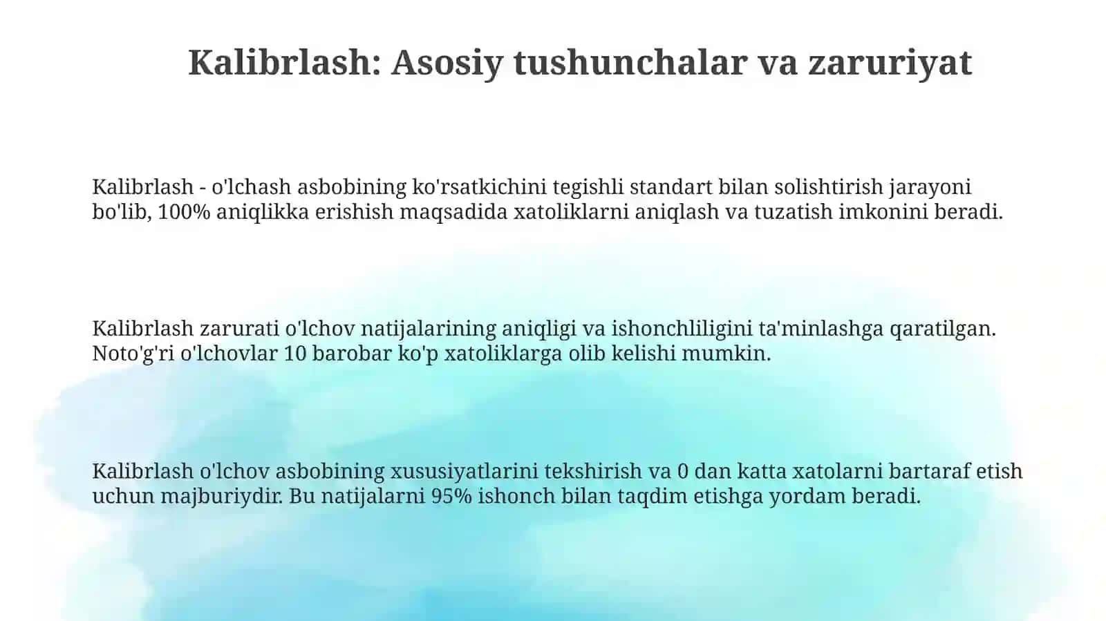 Õlchash vositalarini kalibrlash 3