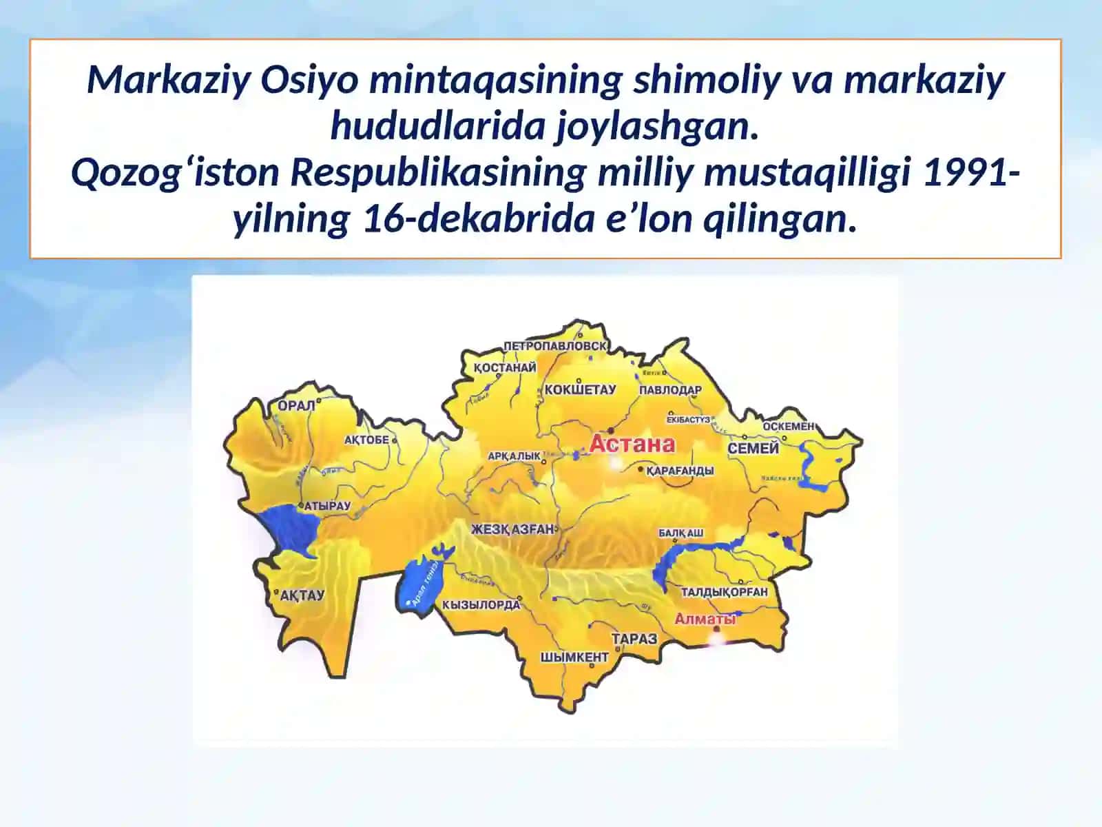 Qozog‘iston Respublikasi. 9-sinf geografiya fanidan dars ishlanma. 3