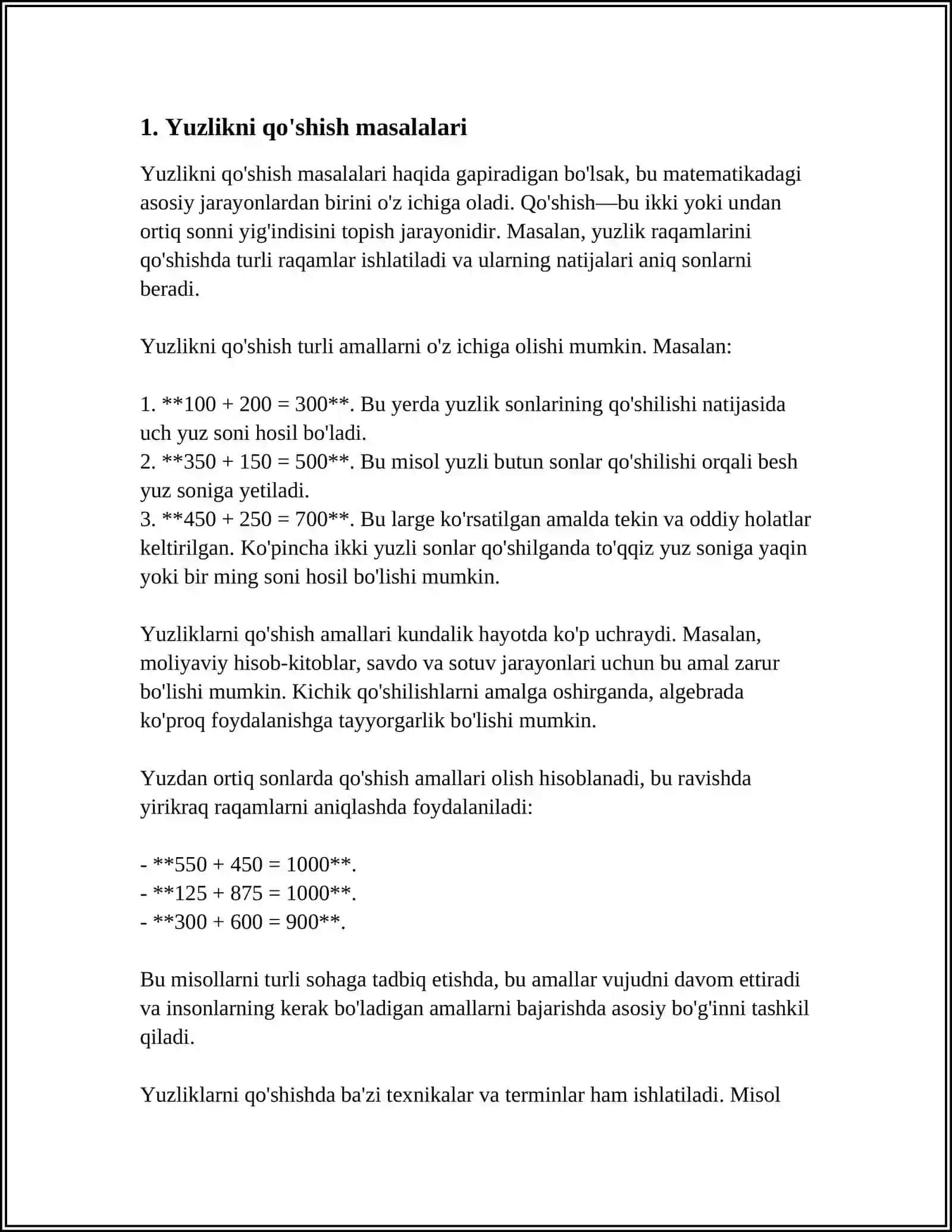 YUZLIK MINGLIK OʻNLIK VA KOʻP XONALI KONSENTRIDA ARIFMETIK AMALLARNI OʻRGATISHGA DOIR MASALALAR.(BOSHLANGʻICH SINFLAR UCHUN) 3