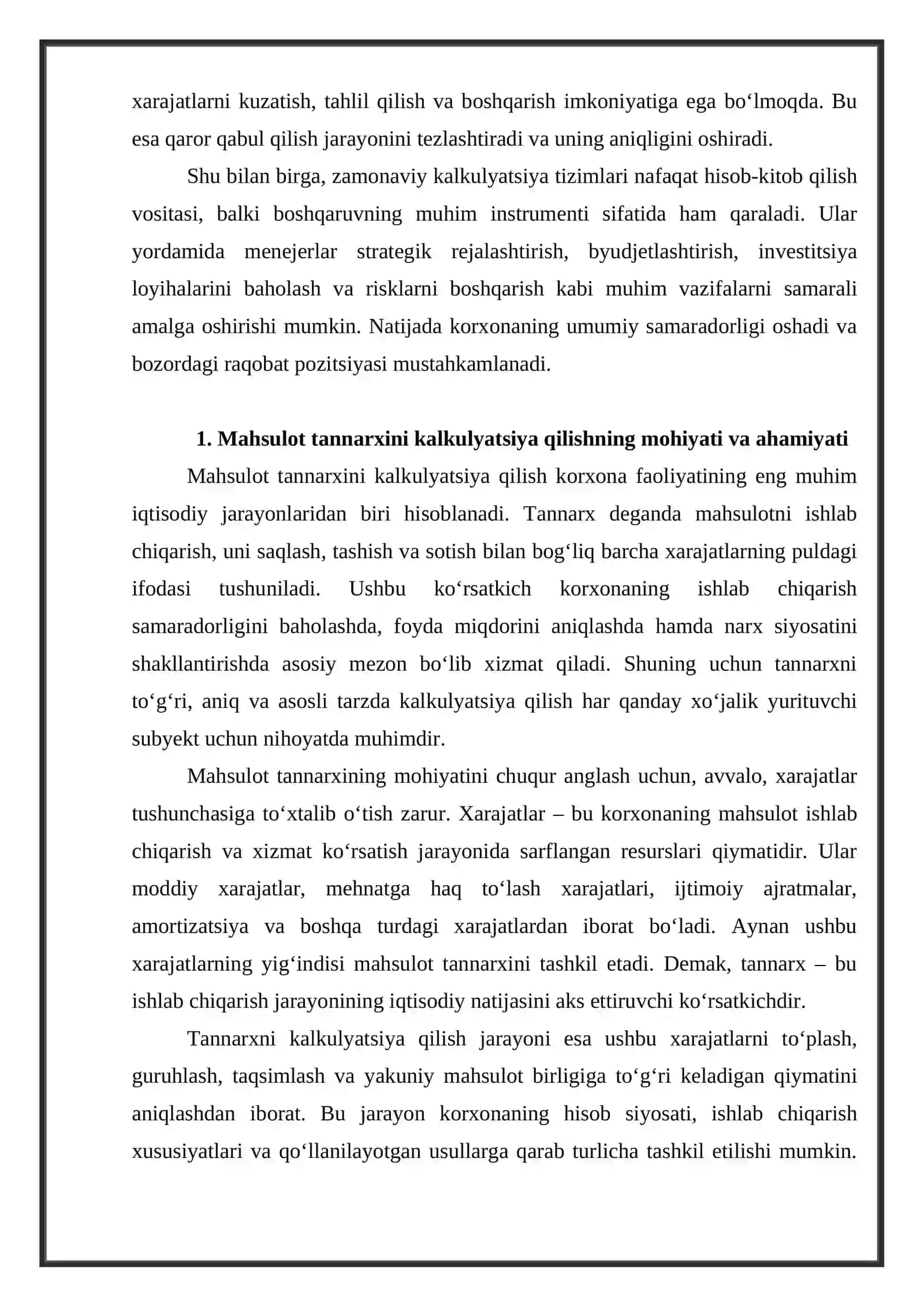 Mahsulot tannarxini kalkulyatsiya qilishning zamonaviy tizimlari. 3