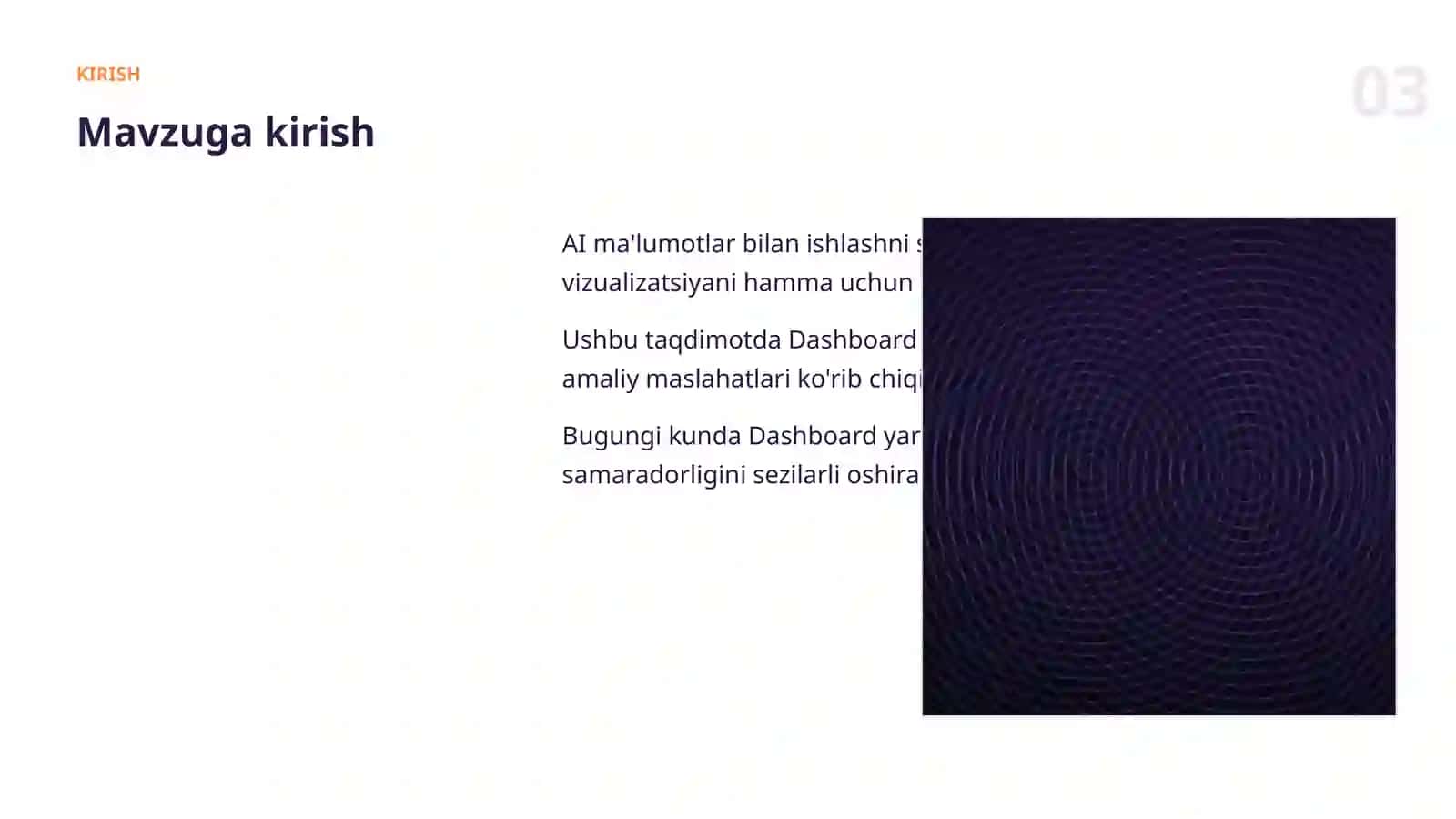 Dashboard yaratish: amaliy qo'llanma 3