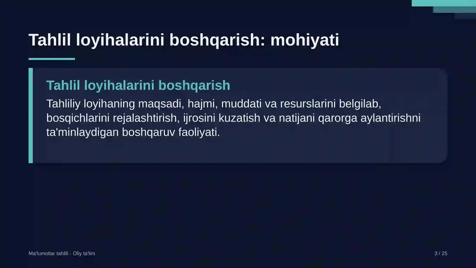 Developerlik kompaniyalarida ma'lumotlar tahlili loyihalarini boshqarish 3