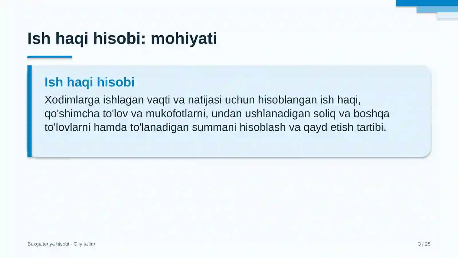 Buxgalteriya hisobi · Oliy ta'lim 3
