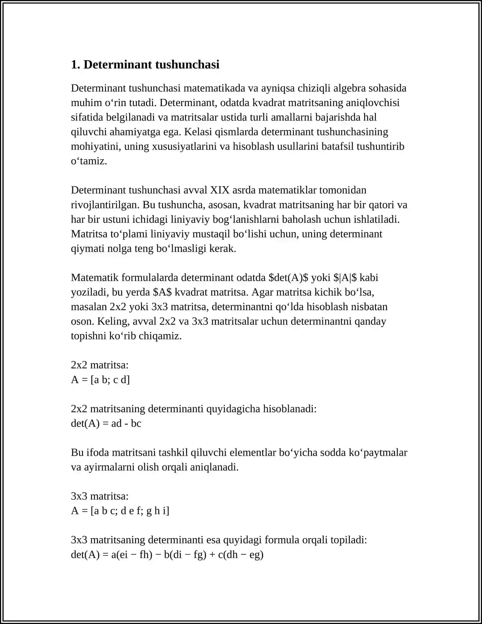 DETERMINANTLAR NAZARIYASI 3