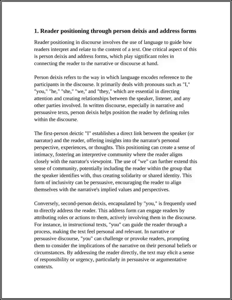 DISCOURSE AND THE READER 3