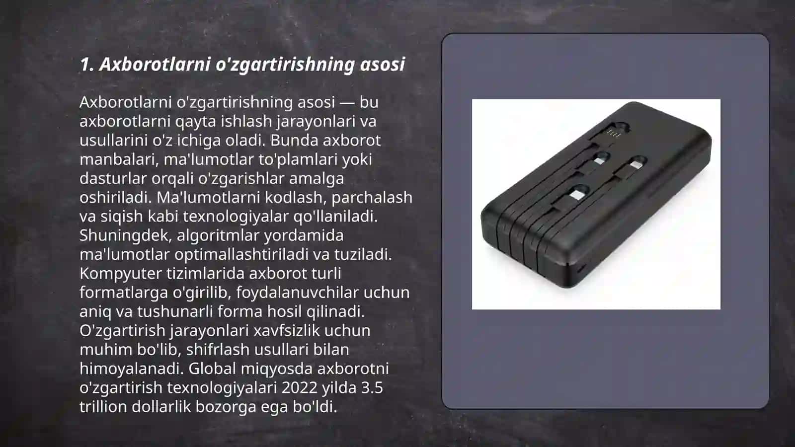 Axborotlarni o'zgartirish va uni kodlash 3