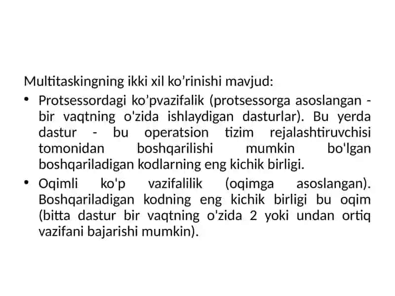 Multitasking va ko’poqimli tizimlar, VLIW, SMT 3