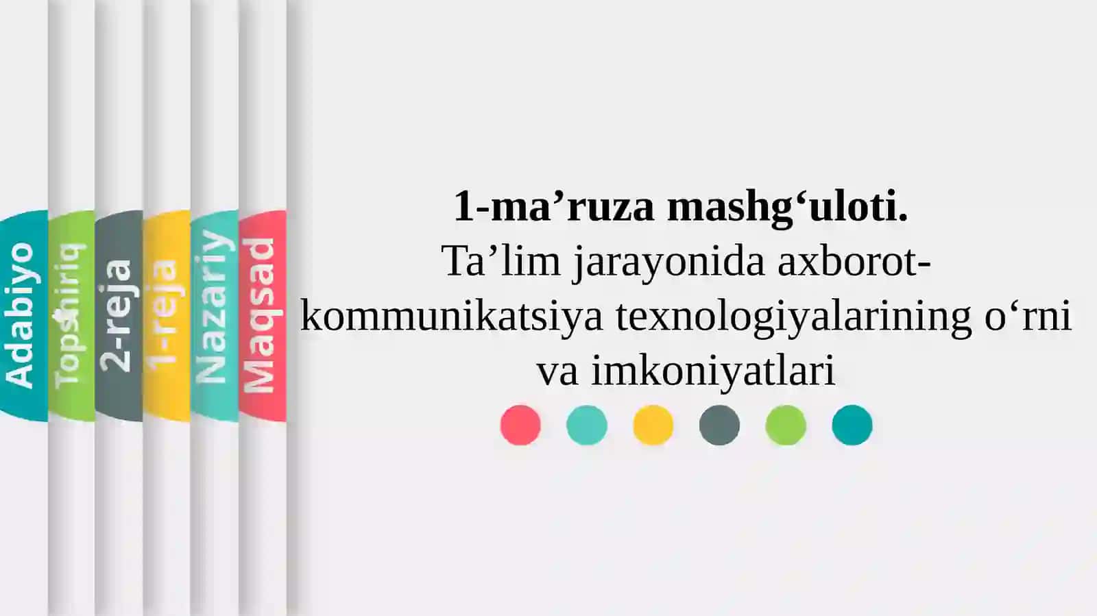 Axborot texnologiyalari fanidan ma’ruza mashg'uloti daftari 3