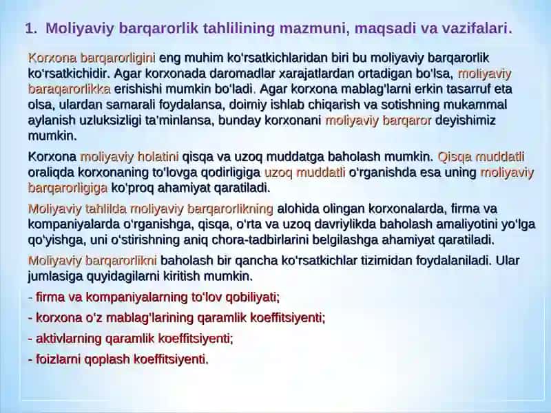 Moliyaviy Barqarorlik Tahlili 3