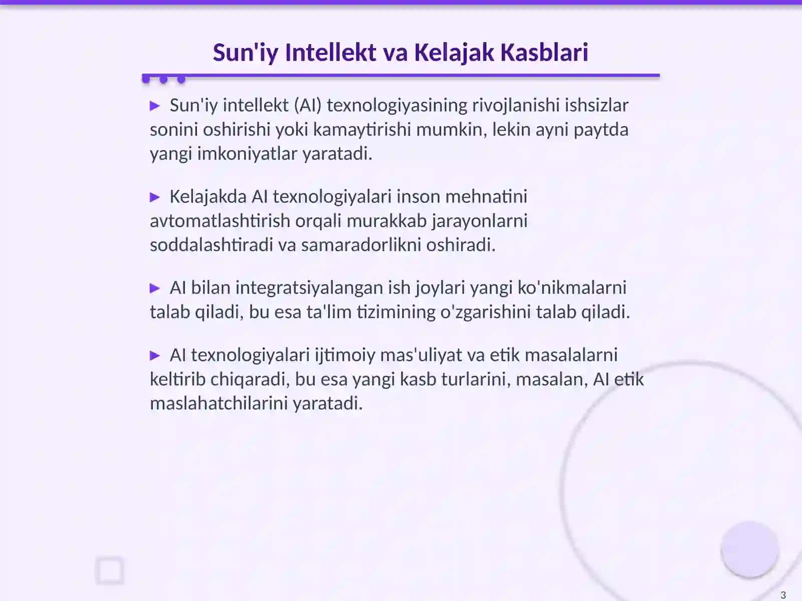 Kelajak kasblari va AI 3