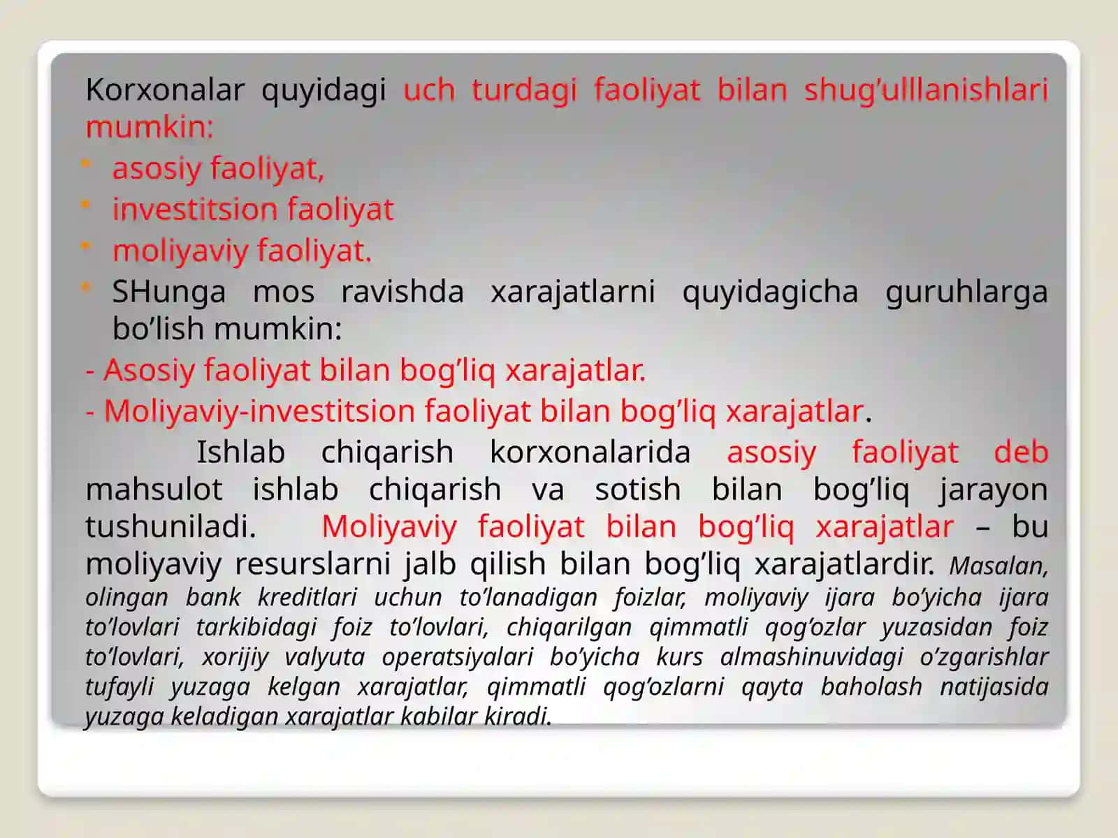 Xarajatlar hisobi 3