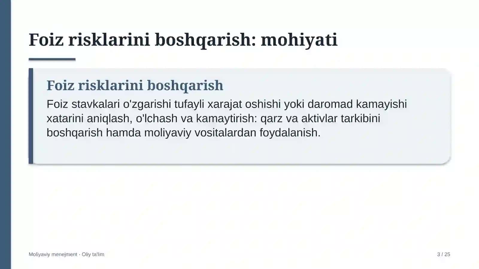 Turizmda foiz risklarini boshqarish 3