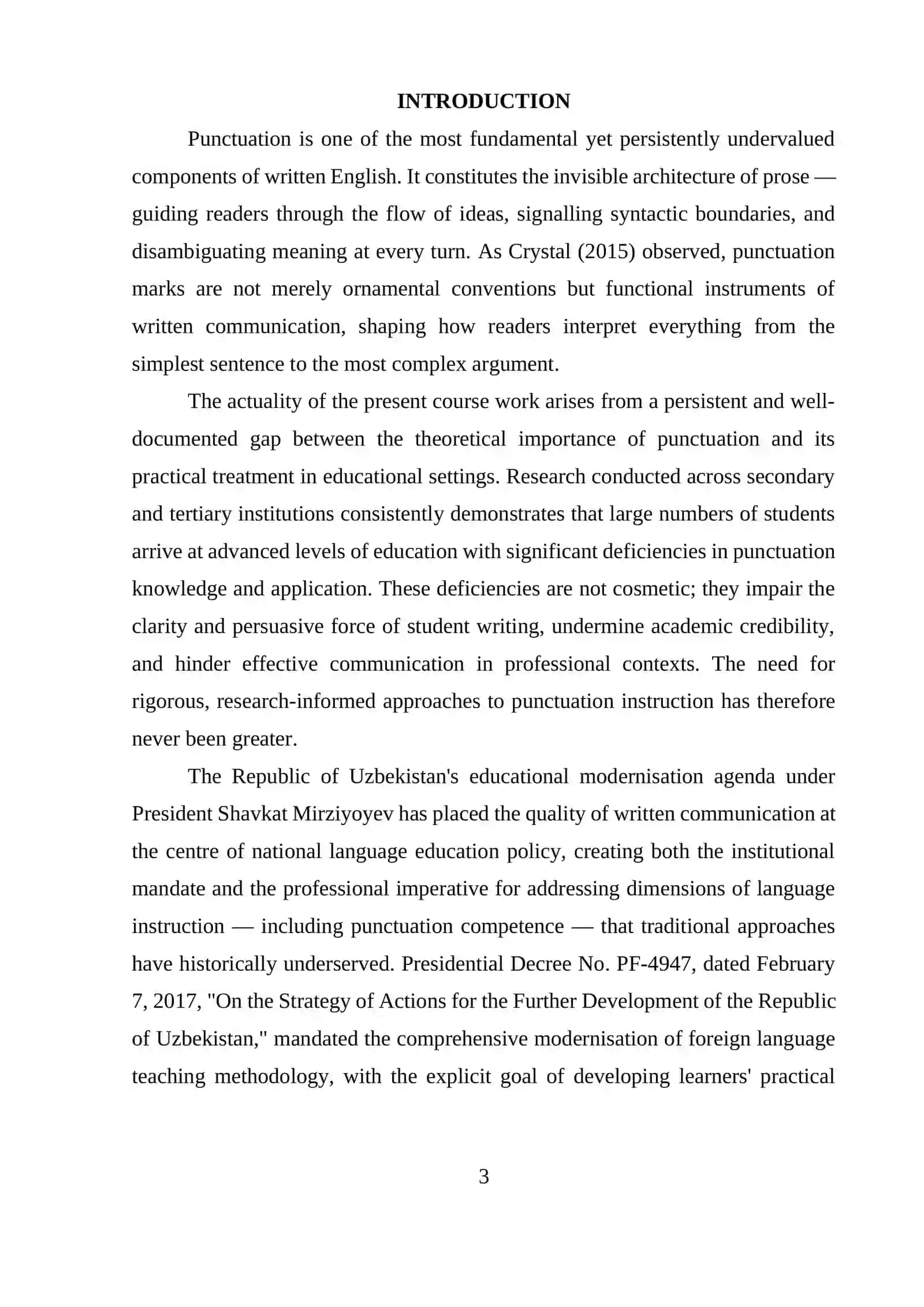 COURSE PAPER ON TEACHING PUNCTUATION RULES 3