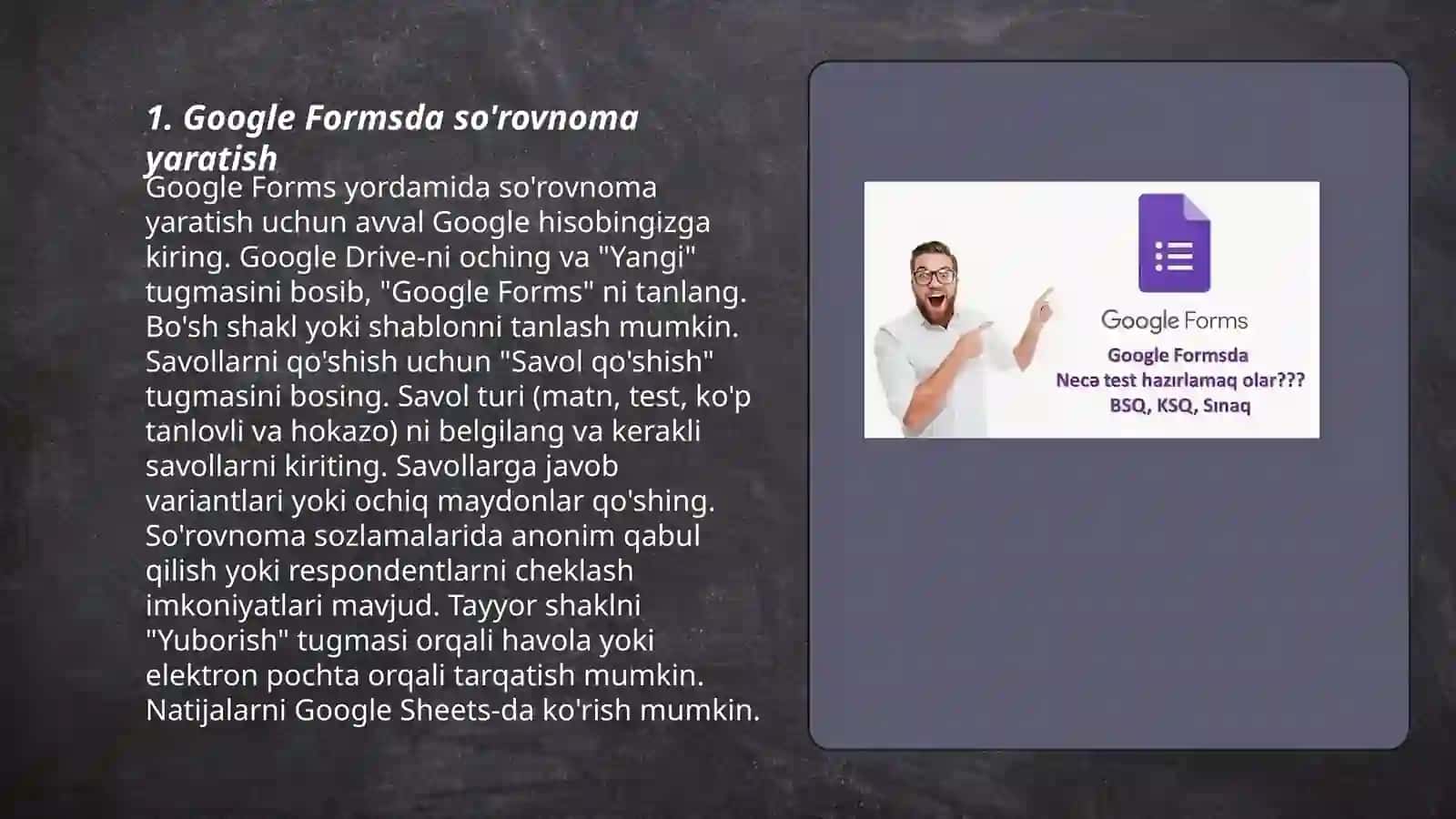 Google Formsda onlayn so'rovnomalar hamda testlar yaratish 3
