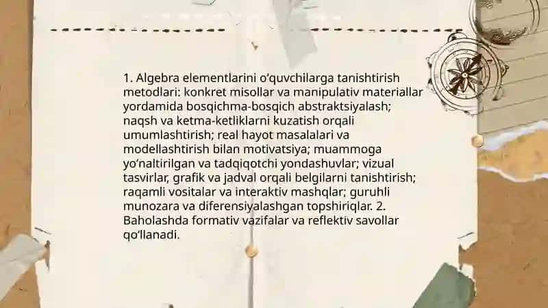 Algebra element oʻrgatish metodikasi 3