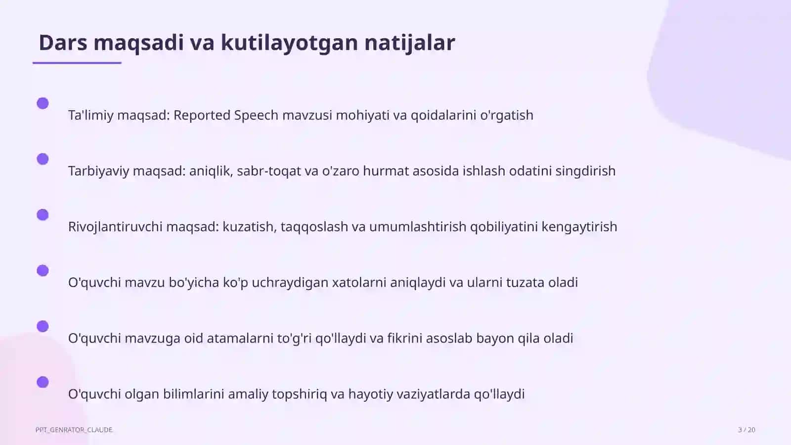 Reported Speech (9-sinf) 3