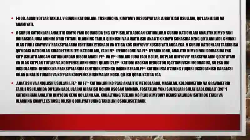V guruh kationlar 3