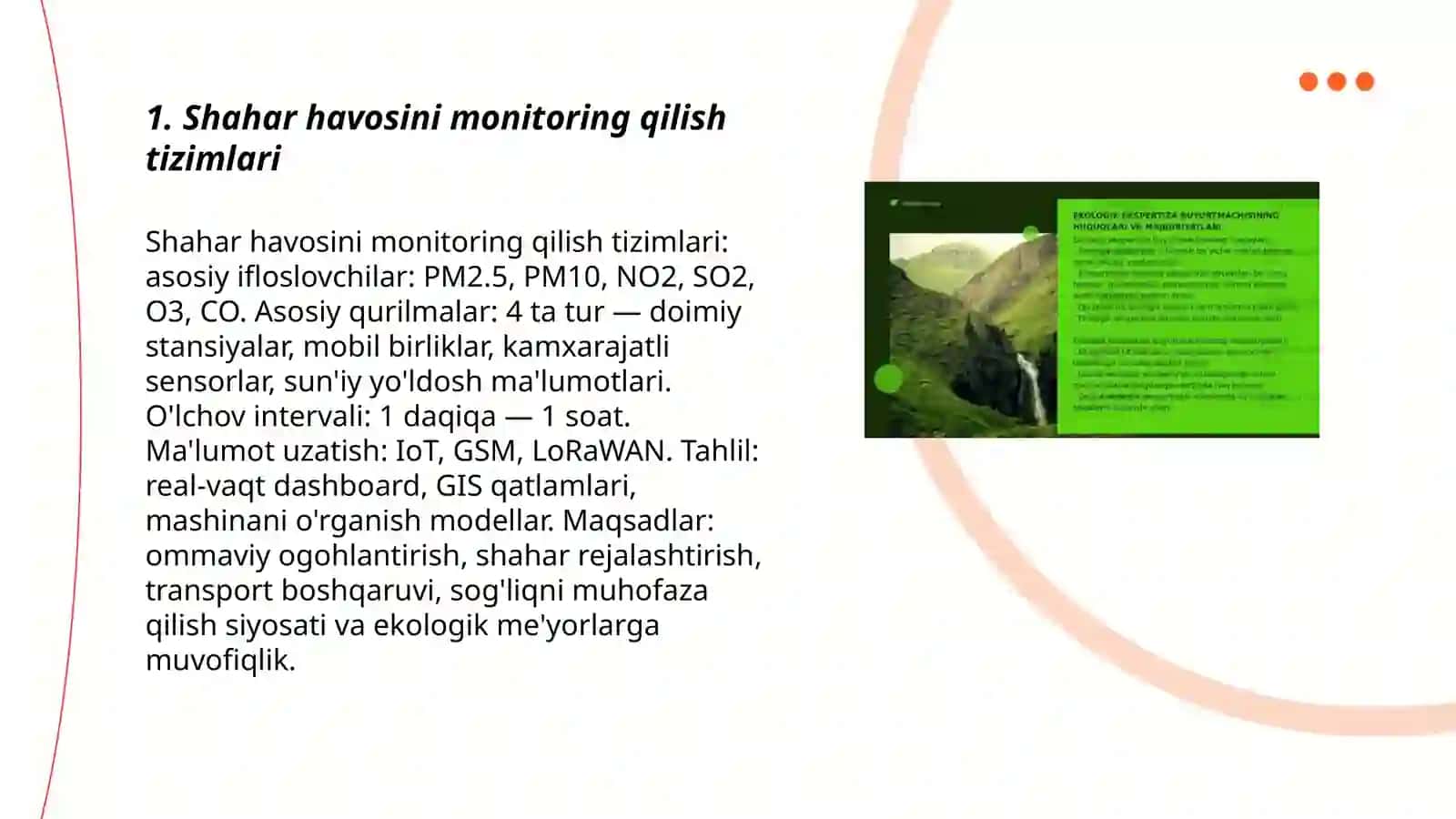 Ekologik monitoring va shahar muhitini nazorat qilish vositalari 3