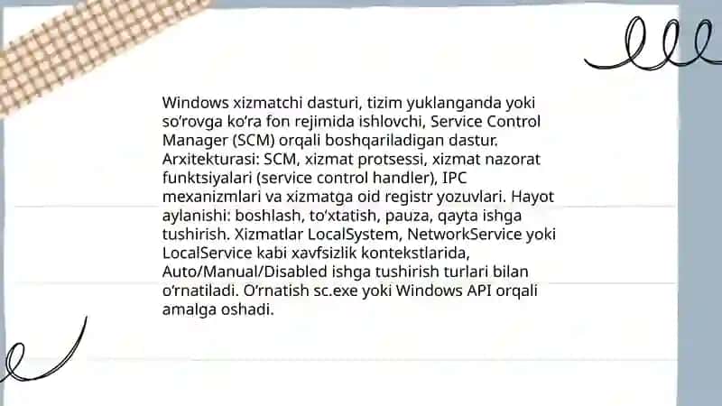 Windows xizmatchi dasturlari 3