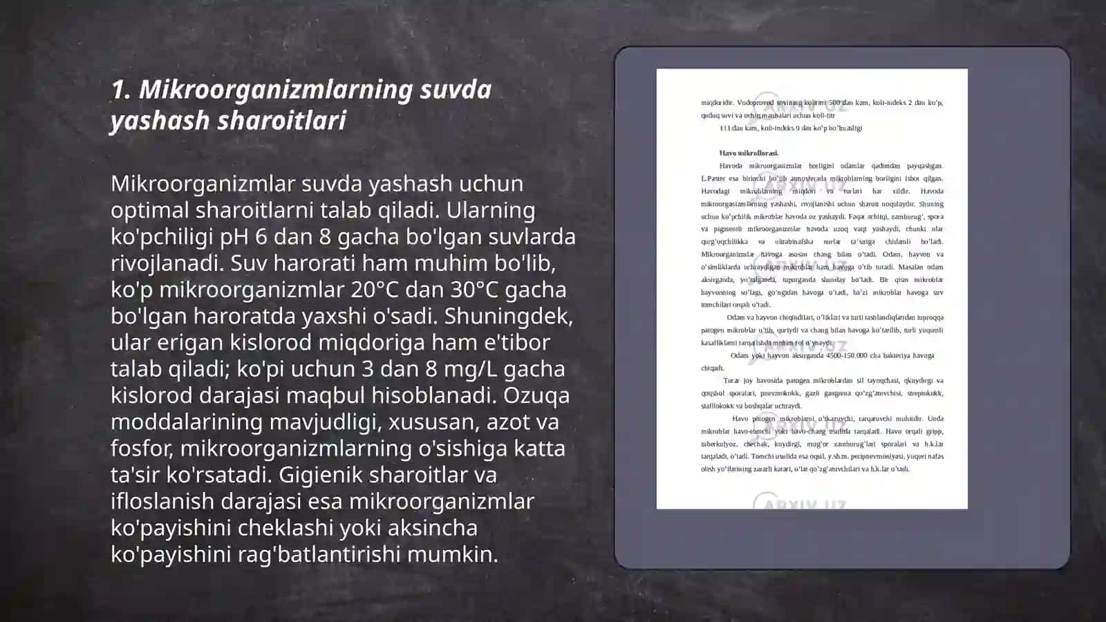Mikroorganizmlarning suv, tuproq va havoda tarqalishi 3