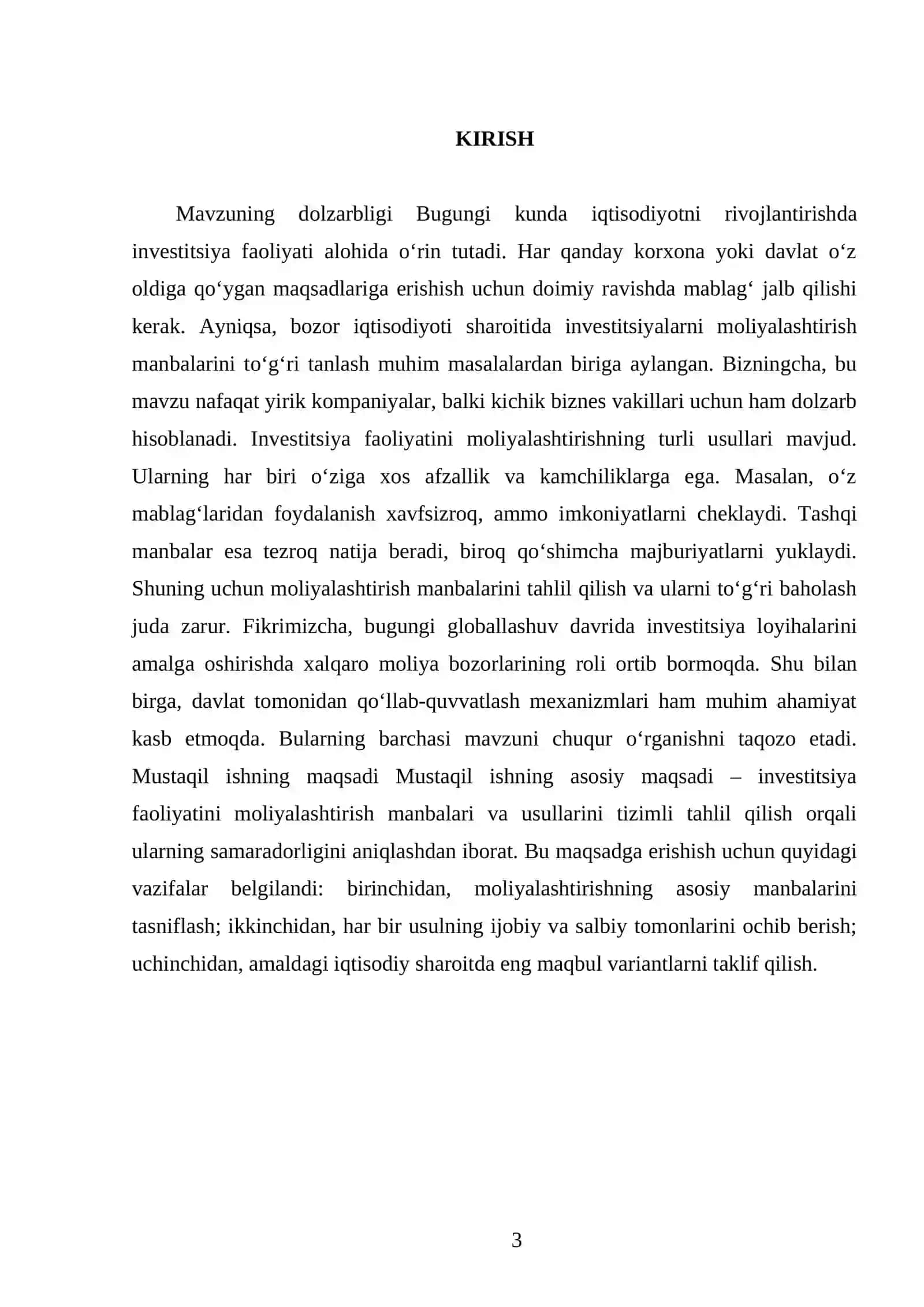 Investitsiya faoliyatini moliyalashtirish manbalari va usullari 3
