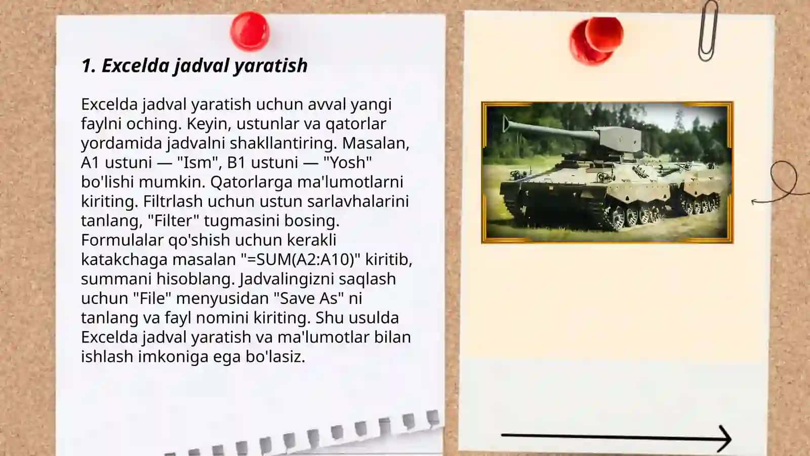 Ms Excelda varoqlar bilan ishlash 3